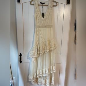 House of Harlow x Revolve Layered V-Neck Gown in Ivory